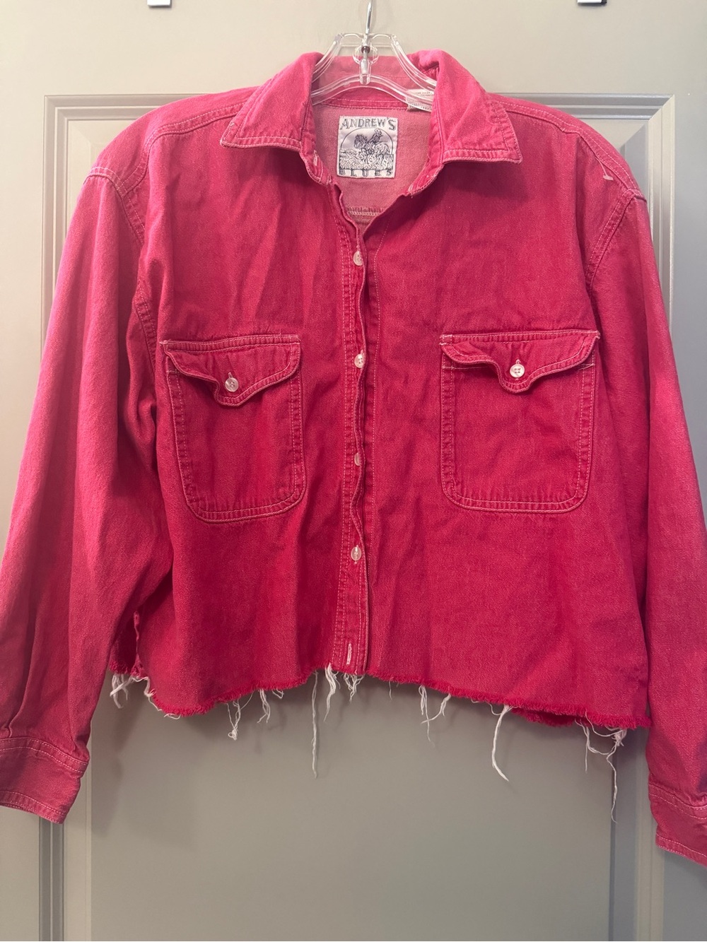 Red Cropped Denim Jacket